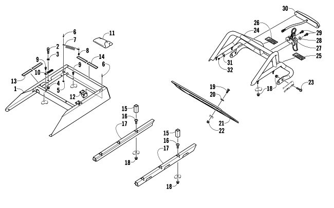 Parts Diagram for Arctic Cat 2014 BEARCAT 570 XTE SNOWMOBILE REAR BUMPER, RACK RAIL, SNOWFLAP, AND TAILLIGHT ASSEMBLY