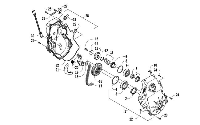 Parts Diagram for Arctic Cat 2014 ZR 6000 EL TIGRE ES SNOWMOBILE CHAIN CASE ASSEMBLY