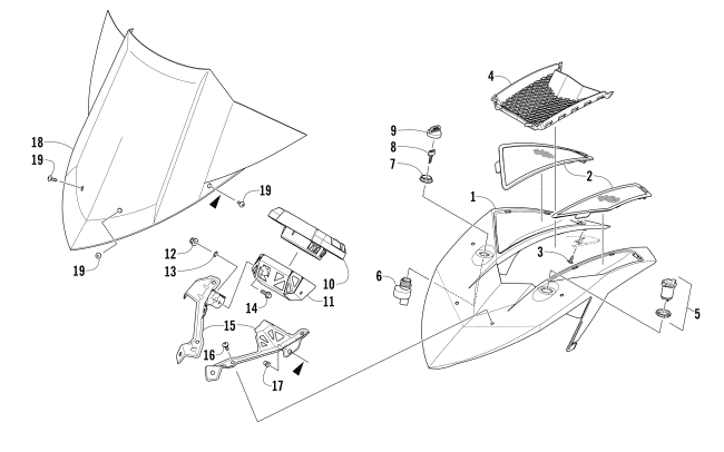Parts Diagram for Arctic Cat 2017 ZR 6000 LXR ES 137 SNOWMOBILE WINDSHIELD AND INSTRUMENTS ASSEMBLIES