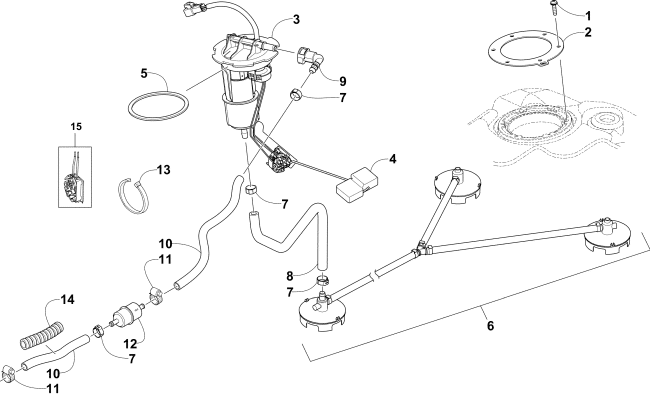 Parts Diagram for Arctic Cat 2014 M 6000 SNO PRO 153 SNOWMOBILE FUEL PUMP ASSEMBLY