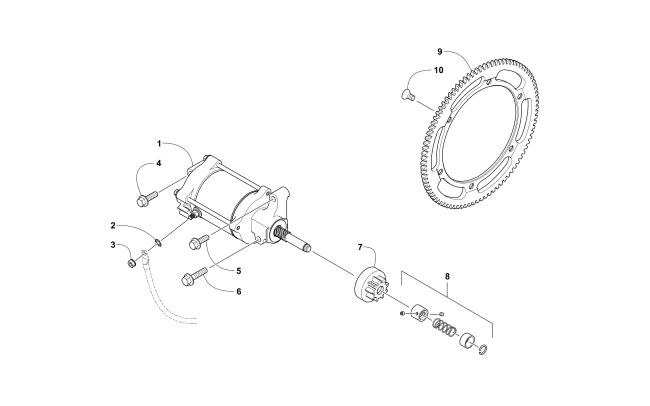 Parts Diagram for Arctic Cat 2016 M 6000 SNO PRO 141 ES EARLY BUILD SNOWMOBILE STARTER MOTOR ASSEMBLY