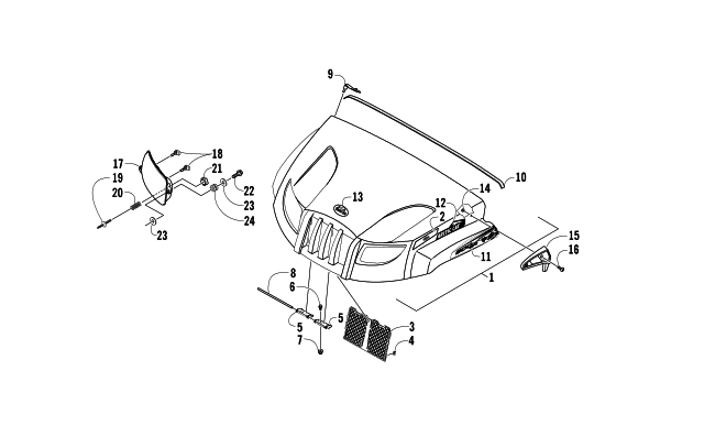 Parts Diagram for Arctic Cat 2014 PROWLER 500 HDX ATV HOOD AND HEADLIGHT ASSEMBLY