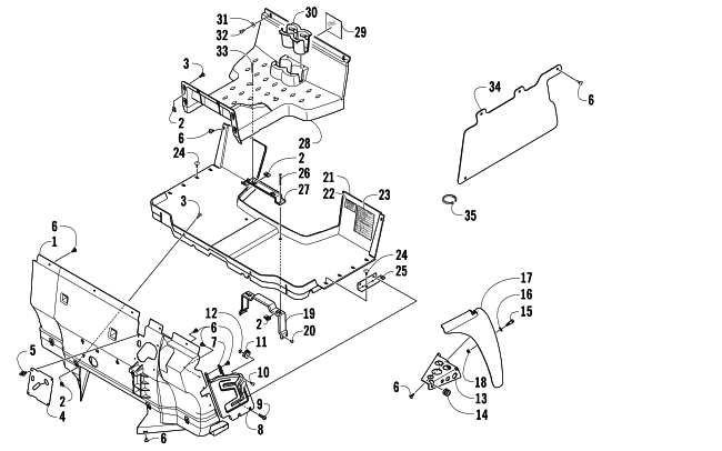 Parts Diagram for Arctic Cat 2014 PROWLER 500 HDX ATV CONSOLE AND FLOOR PANEL ASSEMBLY