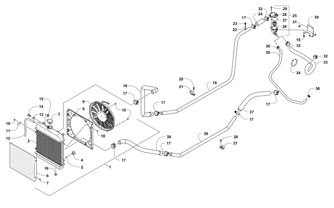 Parts Diagram for Arctic Cat 2014 PROWLER 500 HDX ATV COOLING ASSEMBLY