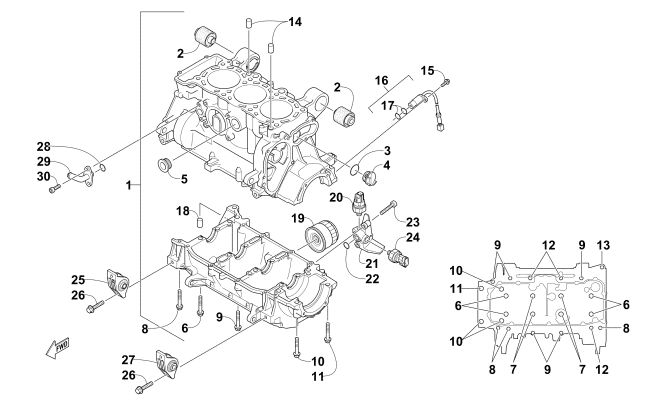 Parts Diagram for Arctic Cat 2014 XF 7000 137 SNO PRO SNOWMOBILE CRANKCASE ASSEMBLY