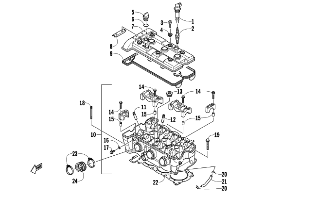 Parts Diagram for Arctic Cat 2016 ZR 7000 RR 129 SNOWMOBILE CYLINDER HEAD ASSEMBLY