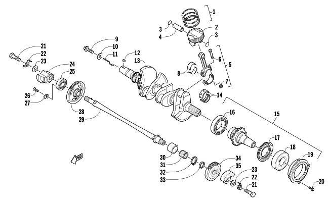 Parts Diagram for Arctic Cat 2016 ZR 7000 RR 129 SNOWMOBILE PISTON AND CRANKSHAFT ASSEMBLY