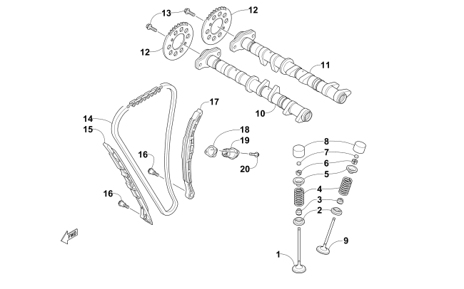 Parts Diagram for Arctic Cat 2016 XF 7000 CROSS-TOUR SNOWMOBILE CAMSHAFT, CHAIN, AND VALVE ASSEMBLY