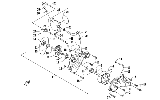 Parts Diagram for Arctic Cat 2016 ZR 7000 SNO PRO 137 SNOWMOBILE WATER PUMP ASSEMBLY