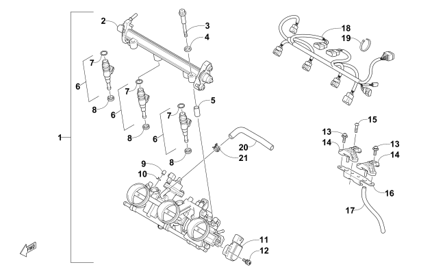 Parts Diagram for Arctic Cat 2016 PANTERA 7000 LTD EARLY BUILD SNOWMOBILE THROTTLE BODY ASSEMBLY