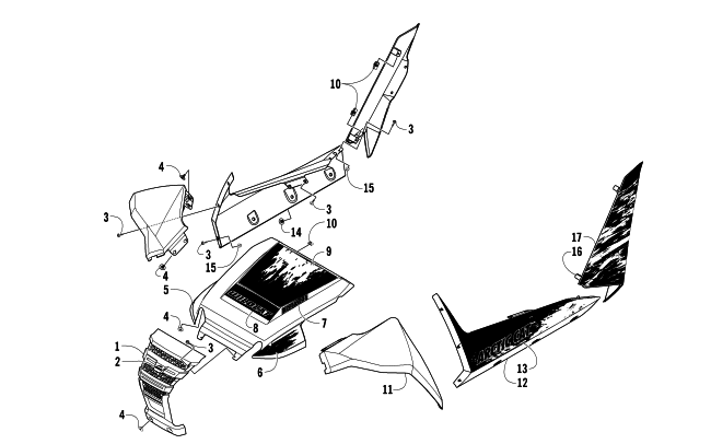 Parts Diagram for Arctic Cat 2014 WILD ATV FRONT AND SIDE PANEL ASSEMBLIES