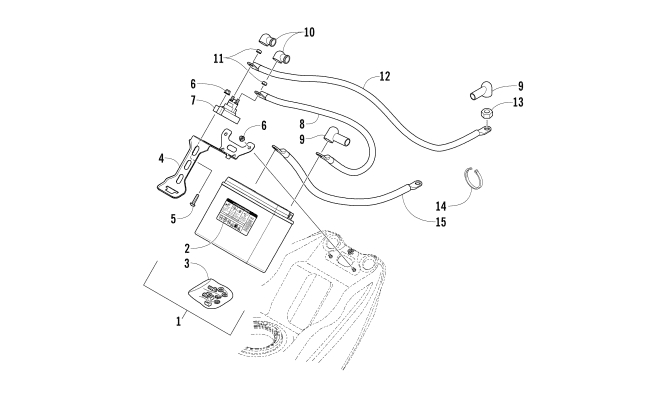 Parts Diagram for Arctic Cat 2014 XF 7000 141 CROSS-TOUR SNOWMOBILE BATTERY AND TRAY ASSEMBLY