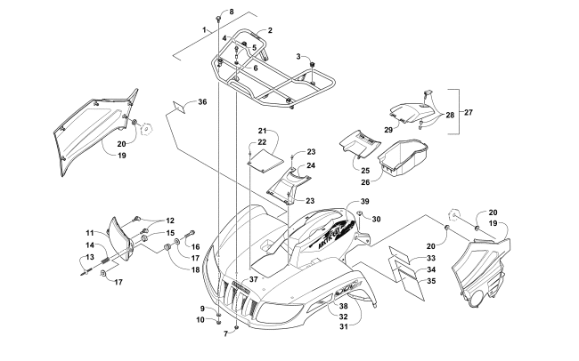 Parts Diagram for Arctic Cat 2014 TRV 1000 LTD ATV FRONT RACK, BODY PANEL, AND HEADLIGHT ASSEMBLIES