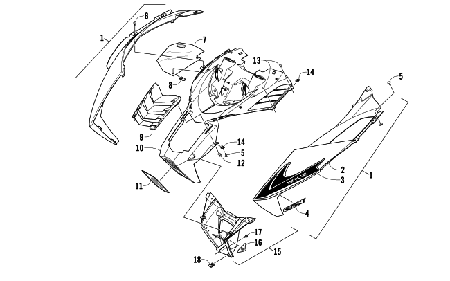 Parts Diagram for Arctic Cat 2014 XF 7000 137 SNO PRO SNOWMOBILE HOOD ASSEMBLY