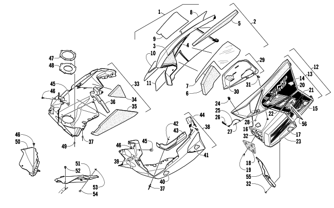 Parts Diagram for Arctic Cat 2014 ZR 7000 SNO PRO SNOWMOBILE SKID PLATE AND SIDE PANEL ASSEMBLY