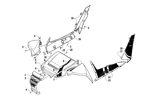 Parts Diagram for Arctic Cat 2014 WILDCAT X ATV FRONT AND SIDE PANEL ASSEMBLIES