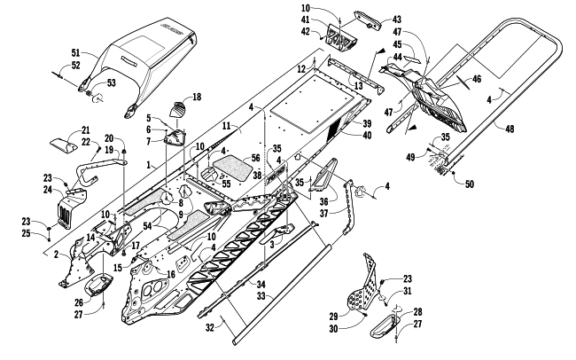 Parts Diagram for Arctic Cat 2014 XF 7000 137 SNO PRO LTD SNOWMOBILE TUNNEL, REAR BUMPER, AND SNOWFLAP ASSEMBLY