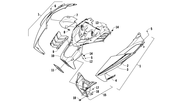 Parts Diagram for Arctic Cat 2014 XF 7000 141 CROSS-TOUR SNOWMOBILE HOOD AND AIR INTAKE ASSEMBLY