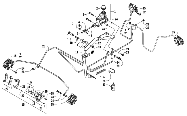 Parts Diagram for Arctic Cat 2014 WILDCAT 1000 LTD ATV HYDRAULIC BRAKE ASSEMBLY