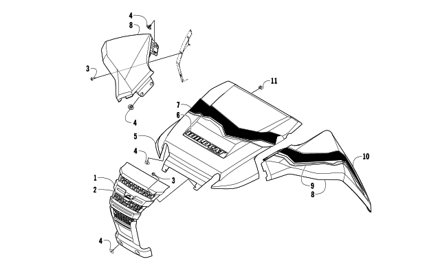 Parts Diagram for Arctic Cat 2014 WILDCAT 4 LTD ATV FRONT PANEL ASSEMBLY