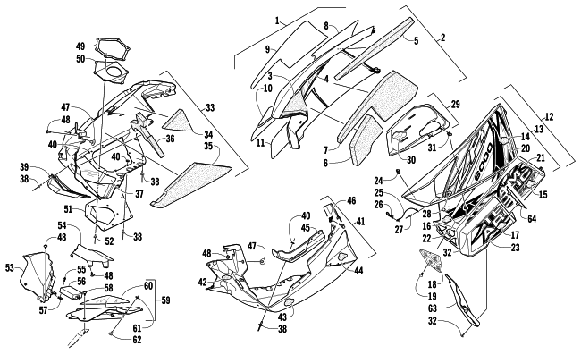 Parts Diagram for Arctic Cat 2014 ZR 6000 SNO PRO RR SNOWMOBILE SKID PLATE AND SIDE PANEL ASSEMBLY