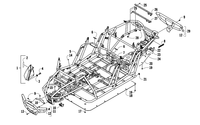 Parts Diagram for Arctic Cat 2014 WILDCAT 4 LTD ATV FRAME, HEADLIGHTS, AND RELATED PARTS