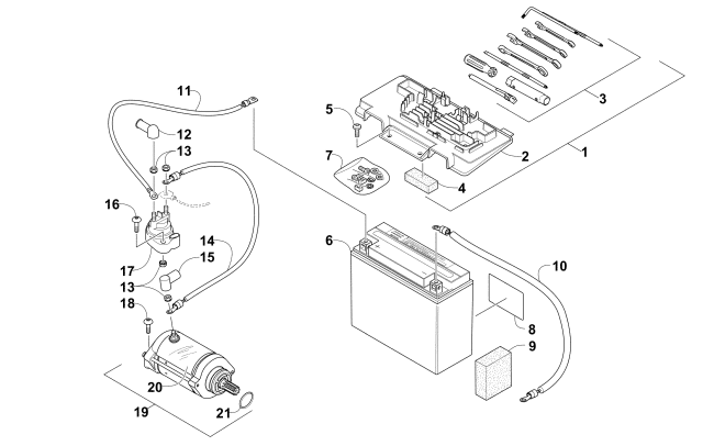 Parts Diagram for Arctic Cat 2014 TRV 1000 LTD ATV BATTERY AND STARTER ASSEMBLY
