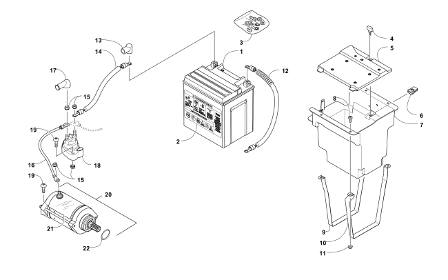 Parts Diagram for Arctic Cat 2014 PROWLER 1000 XTZ ATV BATTERY AND STARTER MOTOR ASSEMBLY