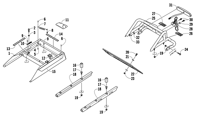 Parts Diagram for Arctic Cat 2014 BEARCAT Z1 XT GS SNOWMOBILE REAR BUMPER, RACK RAIL, SNOWFLAP, AND TAILLIGHT ASSEMBLY