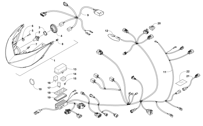 Parts Diagram for Arctic Cat 2014 XF 7000 141 CROSS-TOUR SNOWMOBILE HEADLIGHT AND WIRING ASSEMBLIES