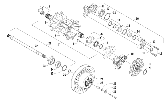 Parts Diagram for Arctic Cat 2014 ZR 6000 SNO PRO R SNOWMOBILE DRIVE TRAIN SHAFTS AND BRAKE ASSEMBLIES
