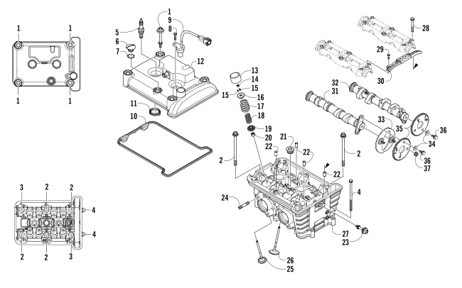 Parts Diagram for Arctic Cat 2016 PANTERA 3000 SNOWMOBILE CYLINDER HEAD AND CAMSHAFT/VALVE ASSEMBLY
