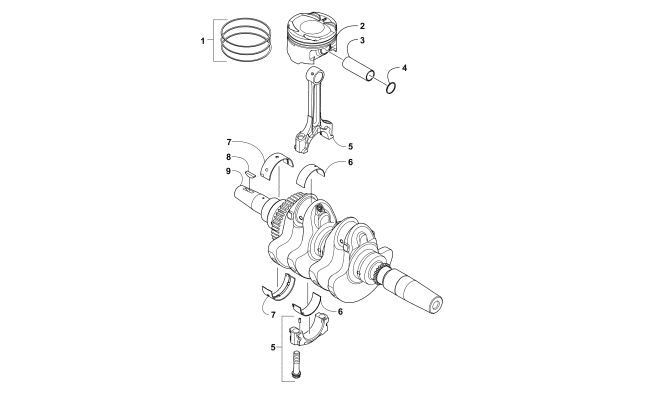 Parts Diagram for Arctic Cat 2016 PANTERA 3000 SNOWMOBILE CRANKSHAFT AND PISTON ASSEMBLY