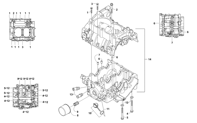 Parts Diagram for Arctic Cat 2014 WILDCAT TRAIL ATV CRANKCASE ASSEMBLY