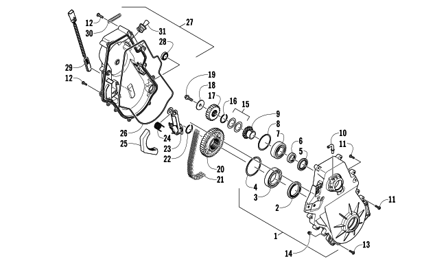 Parts Diagram for Arctic Cat 2014 ZR 8000 SNO PRO RR NORWAY EDITION SNOWMOBILE CHAIN CASE ASSEMBLY