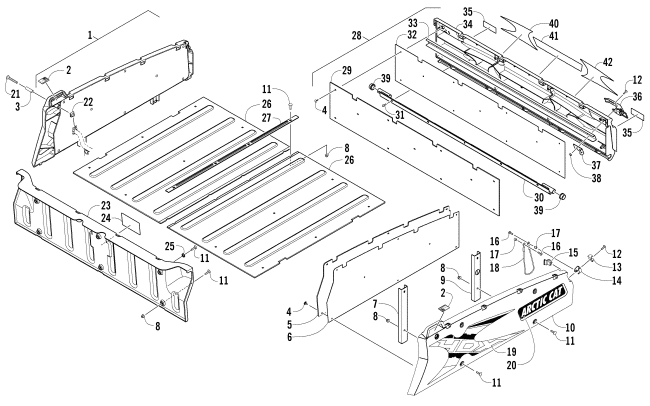 Parts Diagram for Arctic Cat 2014 PROWLER 500 HDX XT ATV CARGO BOX AND TAILGATE ASSEMBLY