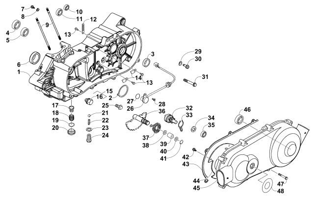 Parts Diagram for Arctic Cat 2015 150 UTILITY ATV LEFT CRANKCASE AND COVER ASSEMBLY