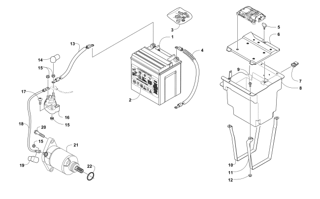 Parts Diagram for Arctic Cat 2014 PROWLER 500 HDX XT ATV BATTERY AND STARTER MOTOR ASSEMBLY