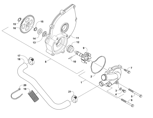 Parts Diagram for Arctic Cat 2016 HDX 500 XT ATV WATER PUMP ASSEMBLY