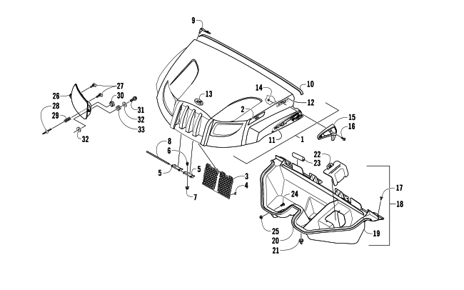 Parts Diagram for Arctic Cat 2014 PROWLER 500 HDX XT ATV HOOD AND HEADLIGHT ASSEMBLY