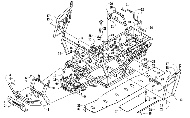 Parts Diagram for Arctic Cat 2014 PROWLER 500 HDX XT ATV FRAME AND RELATED PARTS