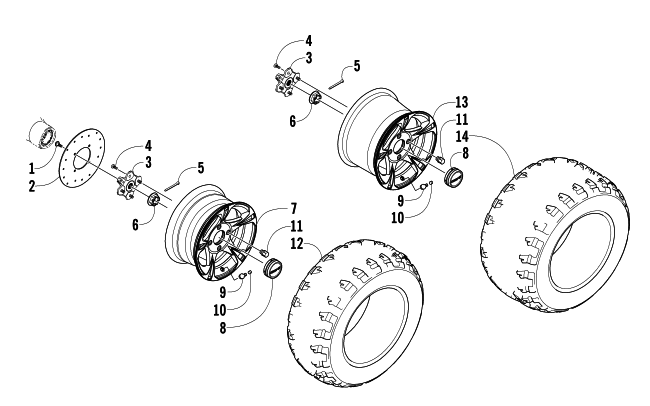 Parts Diagram for Arctic Cat 2014 PROWLER 500 HDX XT ATV WHEEL AND TIRE ASSEMBLY