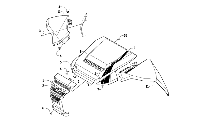 Parts Diagram for Arctic Cat 2014 WILDCAT 4X ATV FRONT PANEL ASSEMBLY