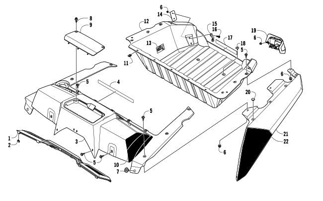 Parts Diagram for Arctic Cat 2014 WILDCAT 4X ATV CARGO BOX AND TAILLIGHT ASSEMBLY