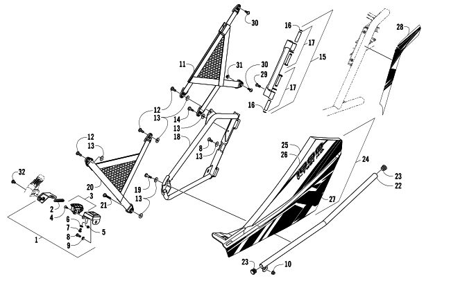 Parts Diagram for Arctic Cat 2014 WILDCAT 4X ATV REAR DOOR ASSEMBLY