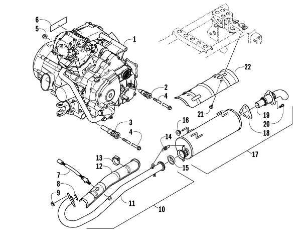 Parts Diagram for Arctic Cat 2017 ALTERRA 500 ATV ENGINE AND EXHAUST