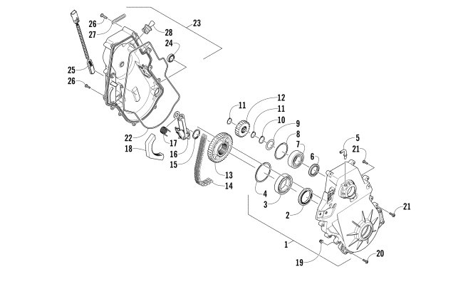 Parts Diagram for Arctic Cat 2015 M 8000 SNO PRO LTD 153 SNOWMOBILE CHAIN CASE ASSEMBLY