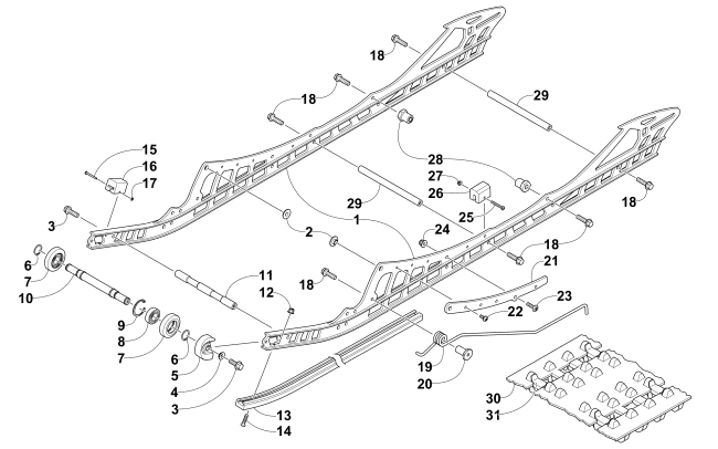Parts Diagram for Arctic Cat 2015 M 8000 MCCLURE LTD 153 SNOWMOBILE SLIDE RAIL AND TRACK ASSEMBLY
