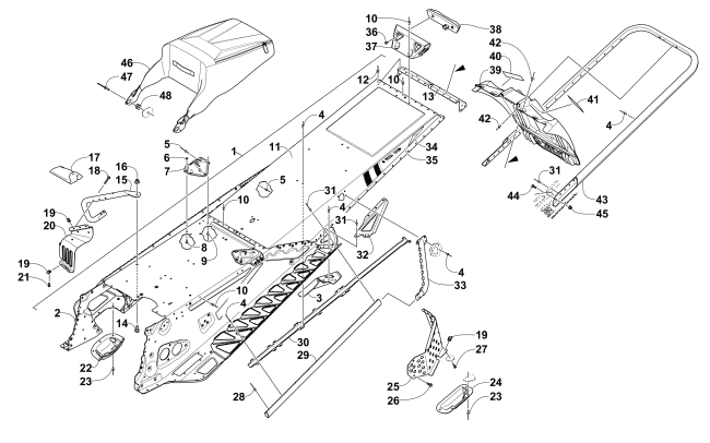 Parts Diagram for Arctic Cat 2015 M 8000 SNO PRO LTD 153 SNOWMOBILE TUNNEL, REAR BUMPER, AND SNOWFLAP ASSEMBLY