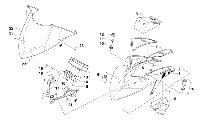 Parts Diagram for Arctic Cat 2015 XF 8000 HIGH COUNTRY LTD 141 SNOWMOBILE WINDSHIELD AND INSTRUMENTS ASSEMBLIES